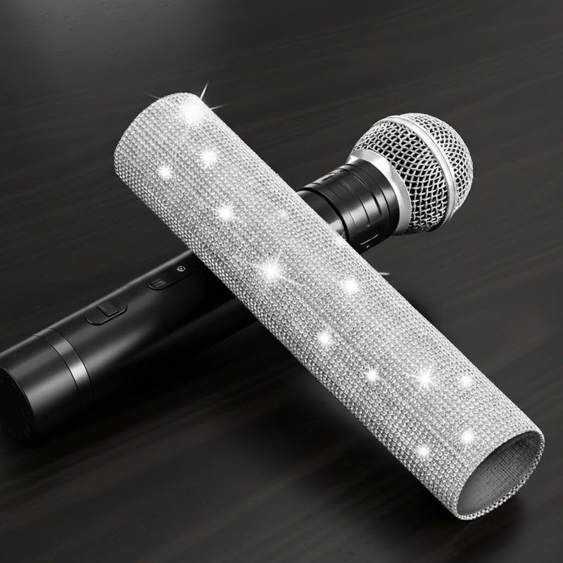 KH866 Rhinestone Microphone Sleeve – Sparkly Bling Crystal Mic Handle Cover, Fits Most Wireless Universal Mics, Decorative Glitter Bedazzled Protector for Disco Stage, TV Shows, Tours (Mic Not Included) - Image 4